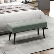 End of Bed Bench with Thick Padding and Steel Legs, Corduroy, Green