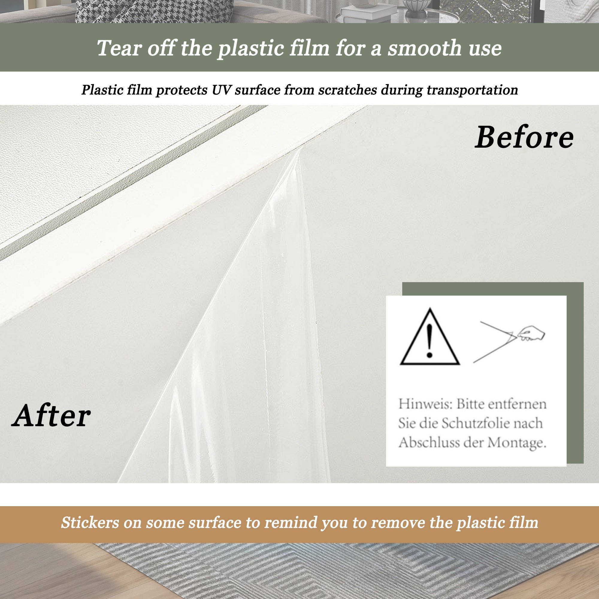 White Square High Gloss Coffee Table with 360° Rotating Top, Tea Table with 16-Color LED light, 70x70x36 cm