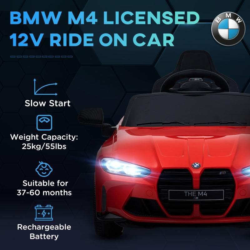12V BMW Licensed Kids Car with Remote Control, Suspension, LED Lights, Red