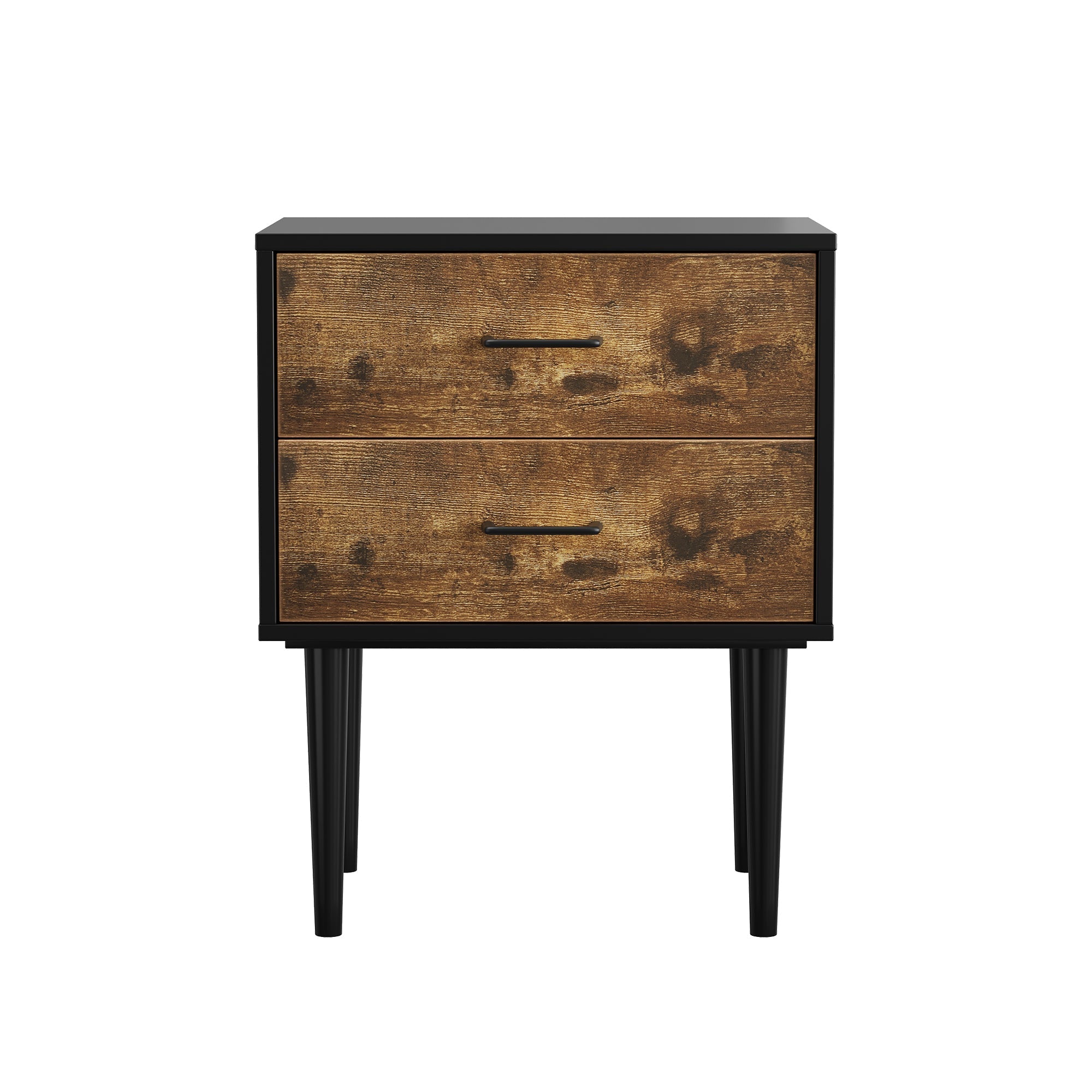 Retro Industrial Bedside Table 2 Drawers 51x38x66cm Vintage Brown
