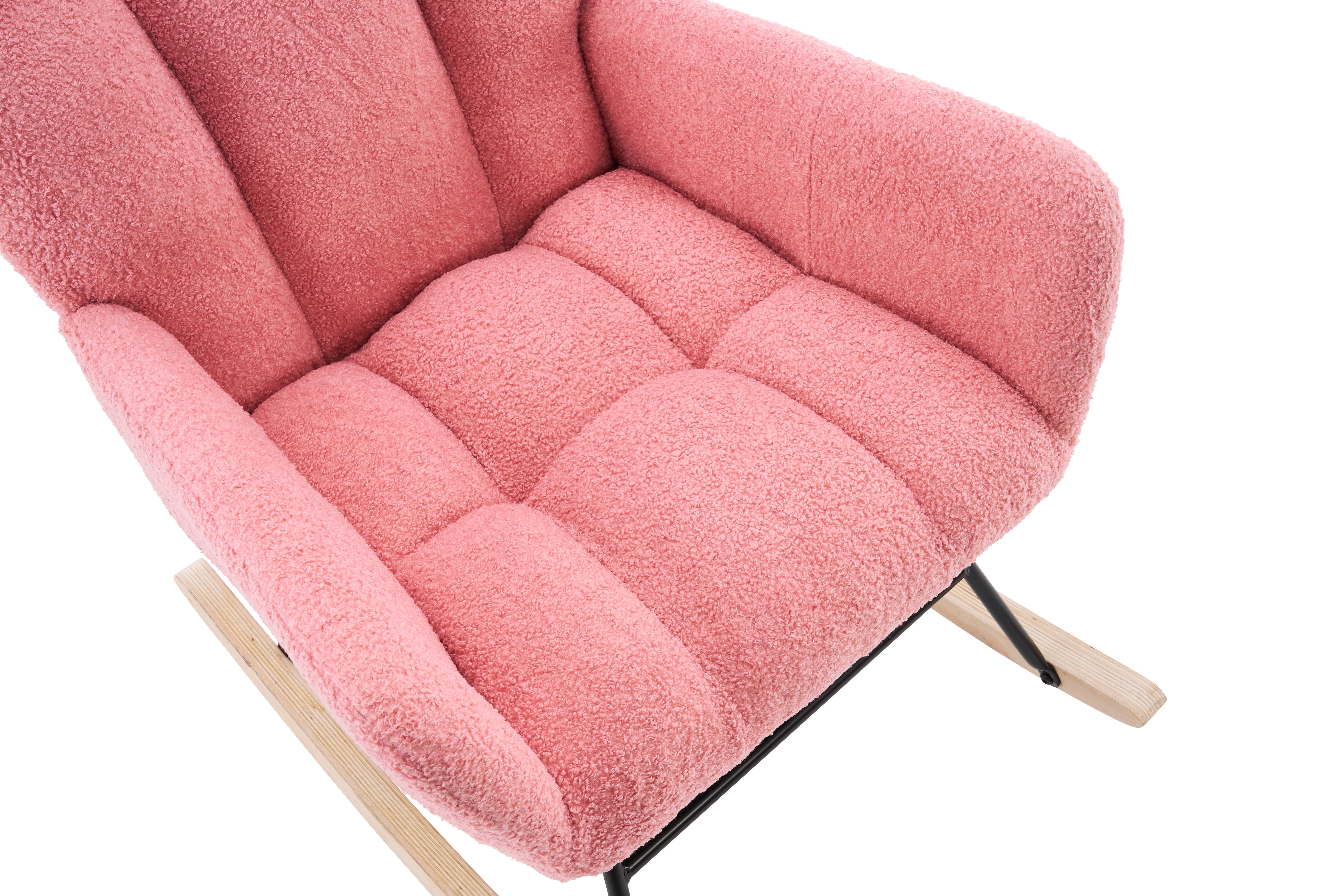 Rocking Chair Modern High Back Armrests - Pink