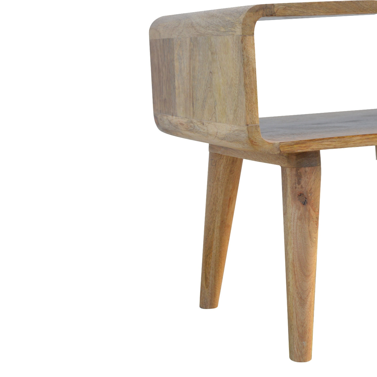 Solid Wood Curved Open Bedside, Open Slot, Brown