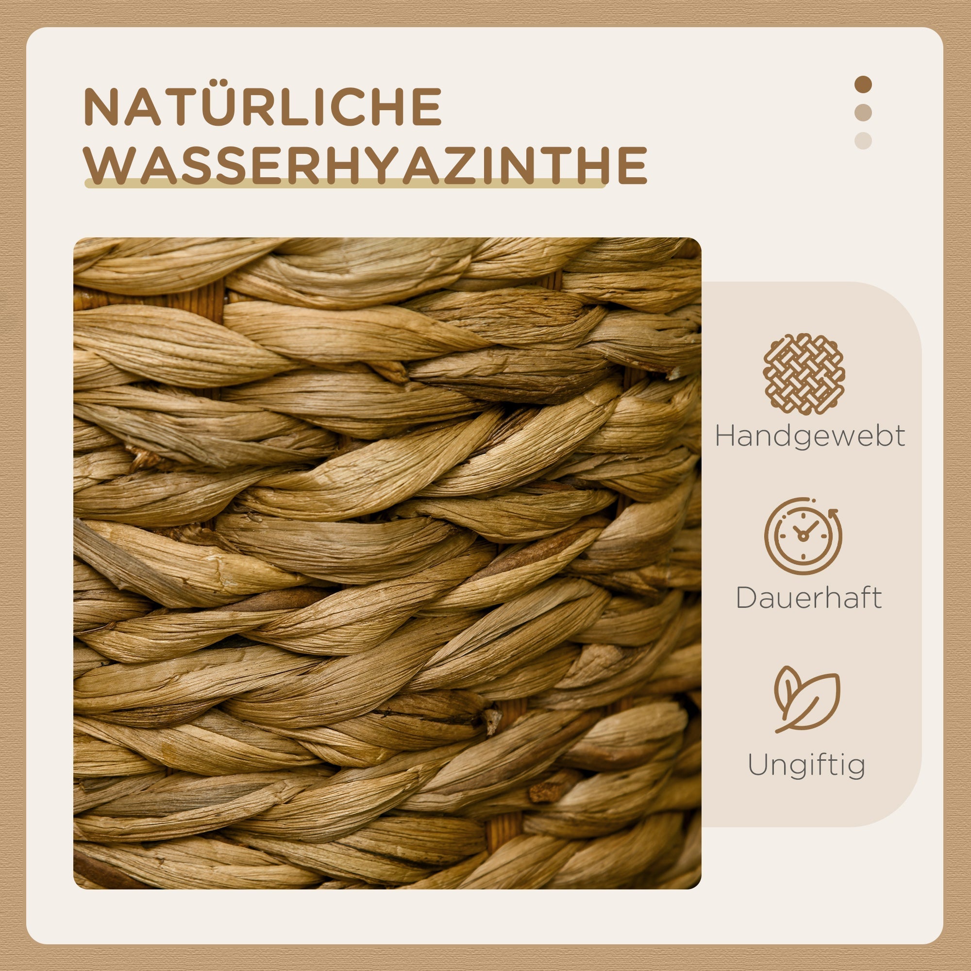 Kratztonne, 2 Ebenen, Wasserhyazinthe & Stahl, Hellbraun
