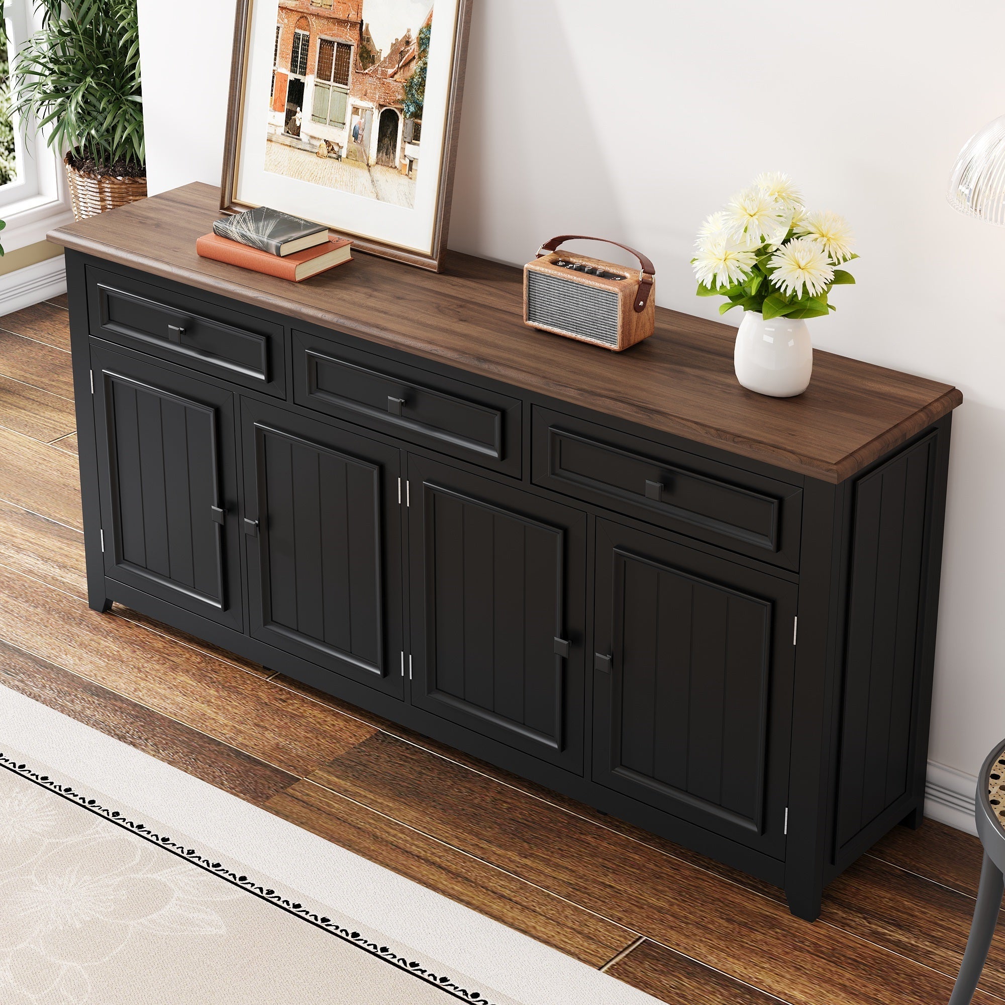 Sideboard Cabinet, Buffet Storage Set, 160L x 35W x 76H (cm), Modern Simple