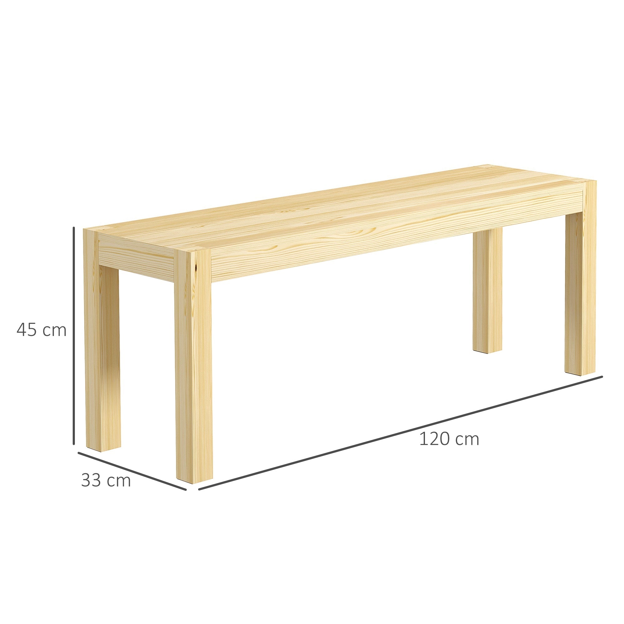 2-Seater Dining Bench, Country Style 240kg Capacity, Pine Wood