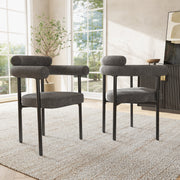 Modern Dining Chairs set of 2, Faux Suede Upholstered Armchairs, Comfortable Armrest, Multiple Colour Options