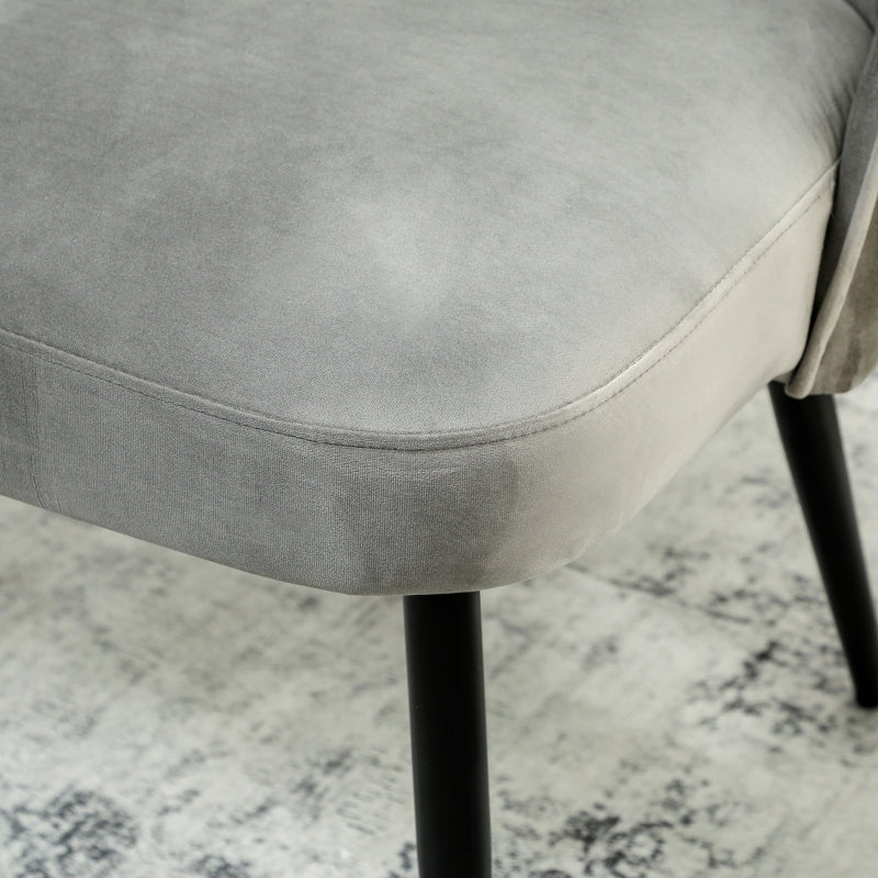 2-seater Sofa Upholstered Modern Metal/Wood Frame, Velvety Fabric Grey