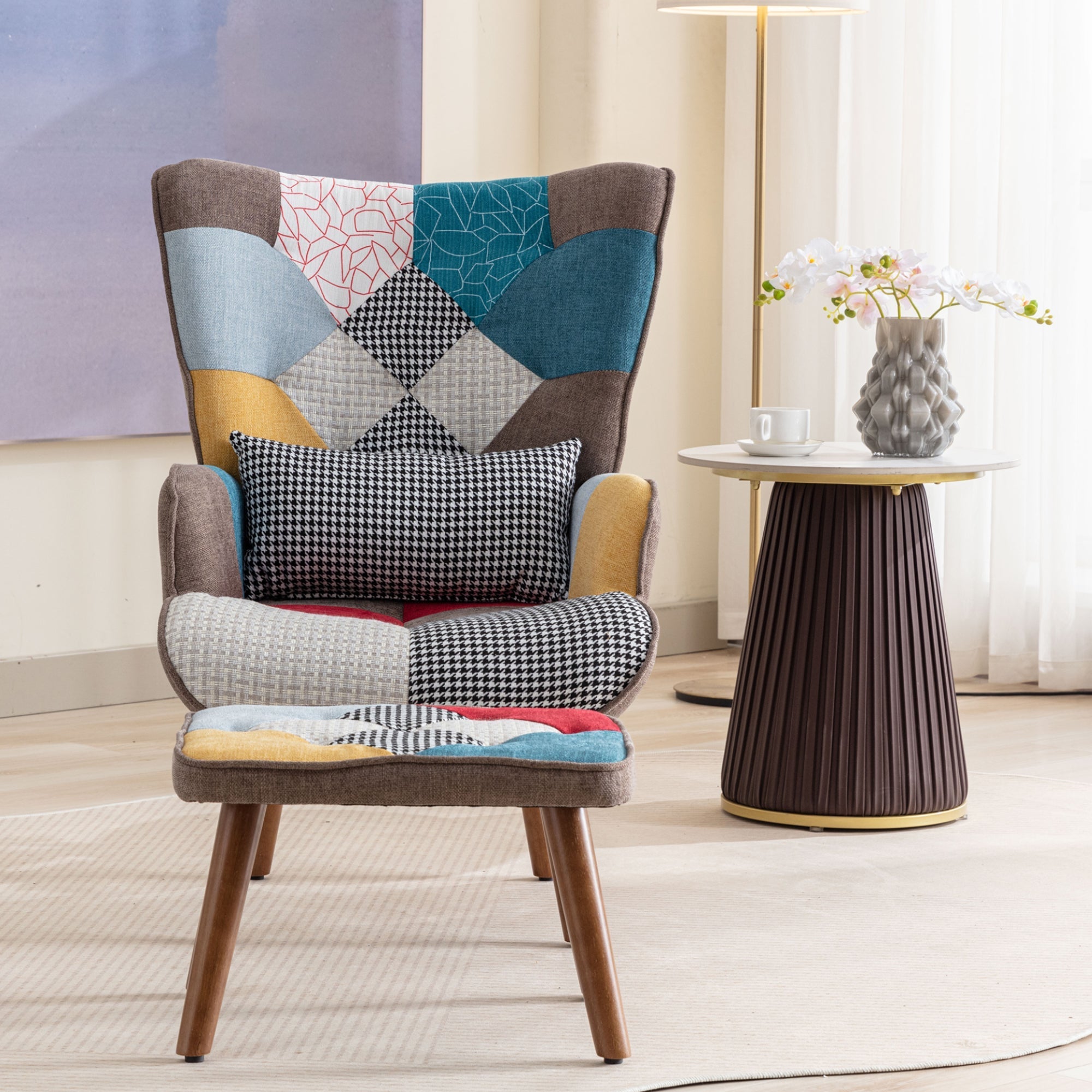 Multi-colour Lounge Chair with Footrest, Backrest, and Cushion, Living Room/Lounge Chair Combination