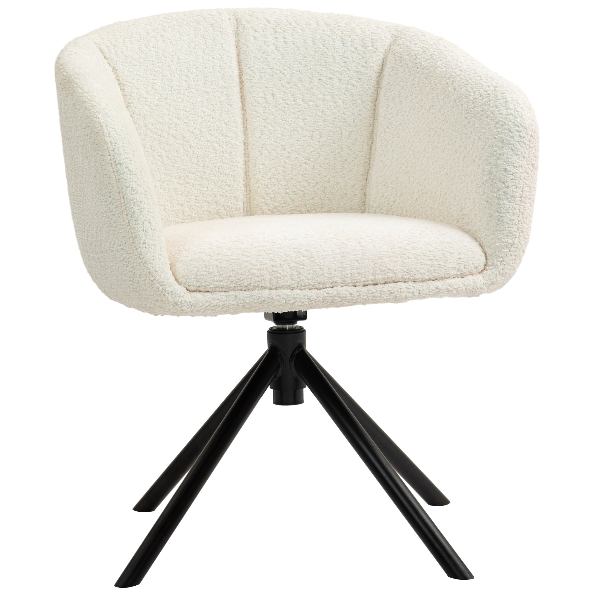 Armchair Lounge Chair, 360° Swivel with Armrests & Metal Legs, Linen Look Cream White