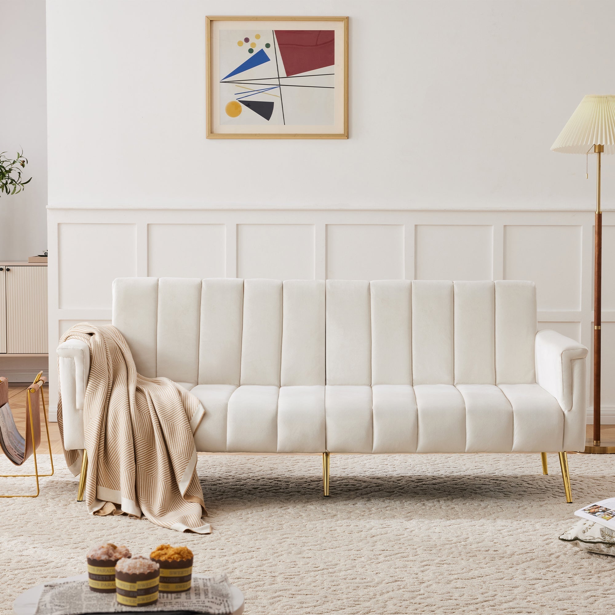 Sofa Bed, Modern Folding with Sleeping Function, Velvet Fabric