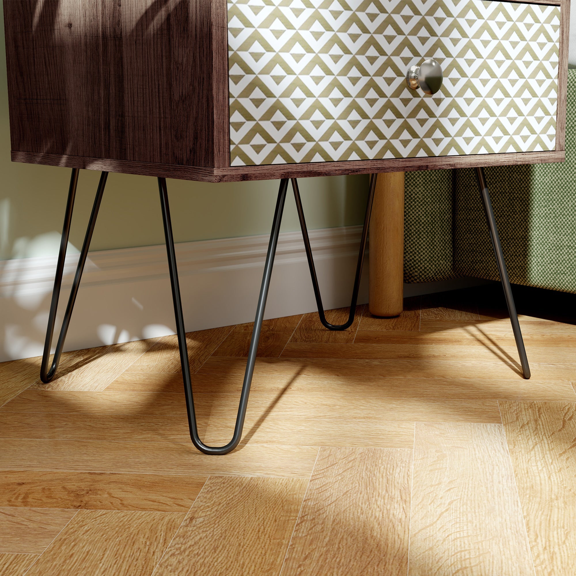 Nightstand 2-Drawer Bedside Table Rustic Brown