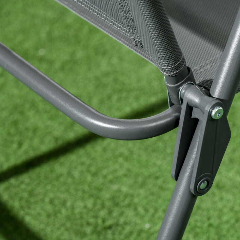 3-Piece Metal Bistro Set Folding Glass Table & Chairs - Dark Grey