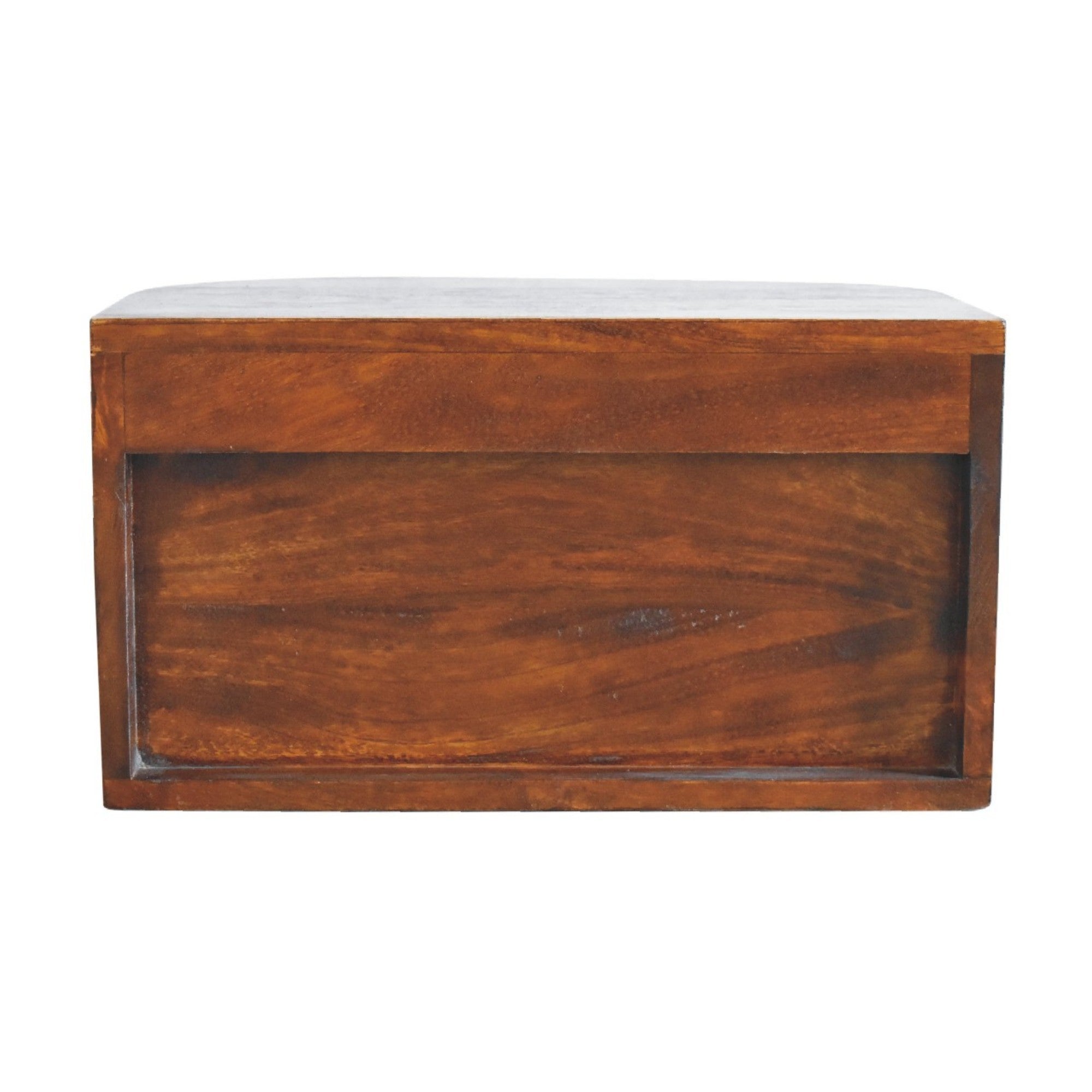 Solid Wood Lunar Floating Bedside, 2 Drawers, Dark Brown