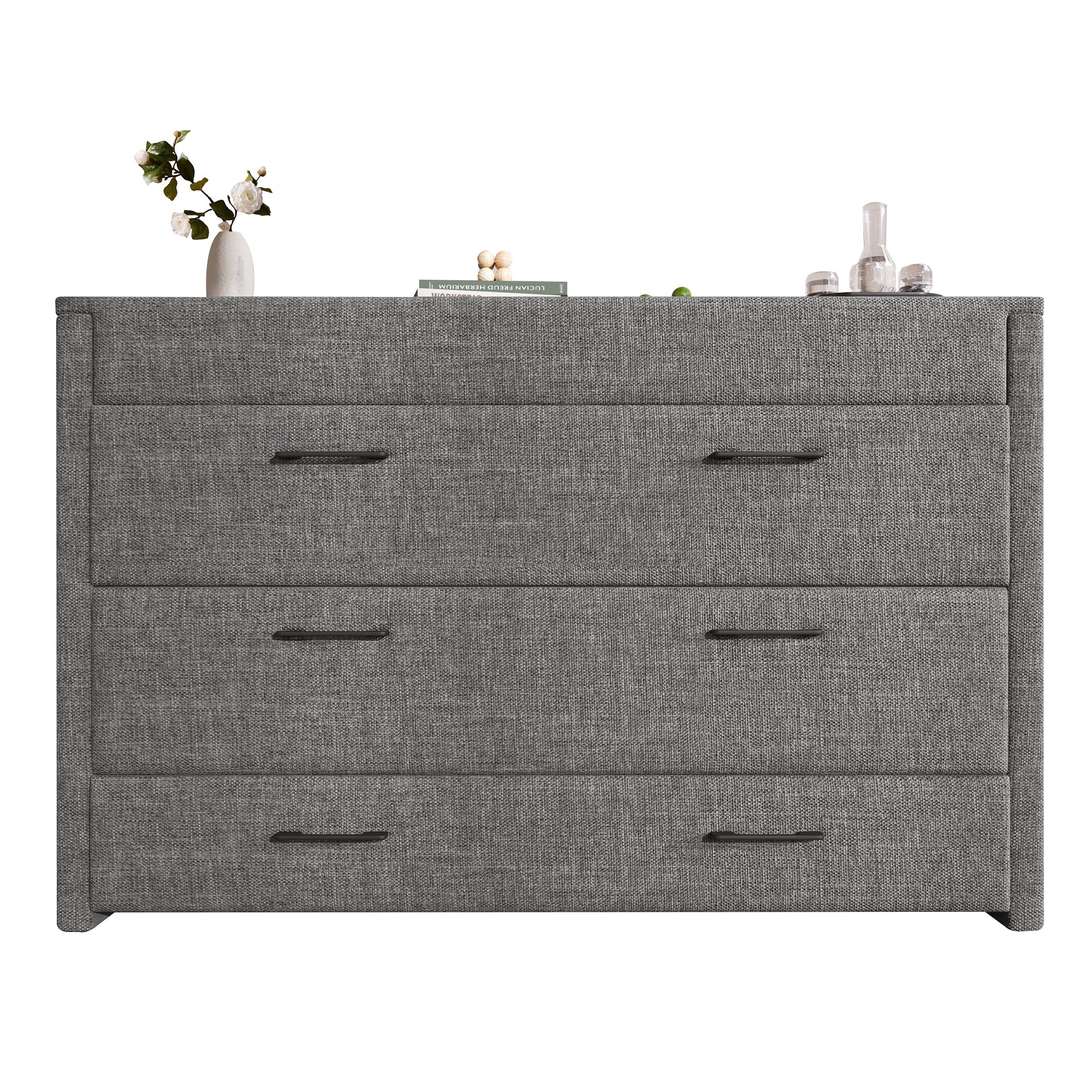 Mobile Murphy Bed with Storage and USB Ports, 140 x 200 cm, Grey Linen