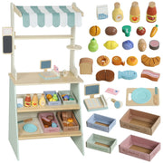 Children's Play Shop, Supermarket with Cash Register, Scanner, 34 Accessories, Green