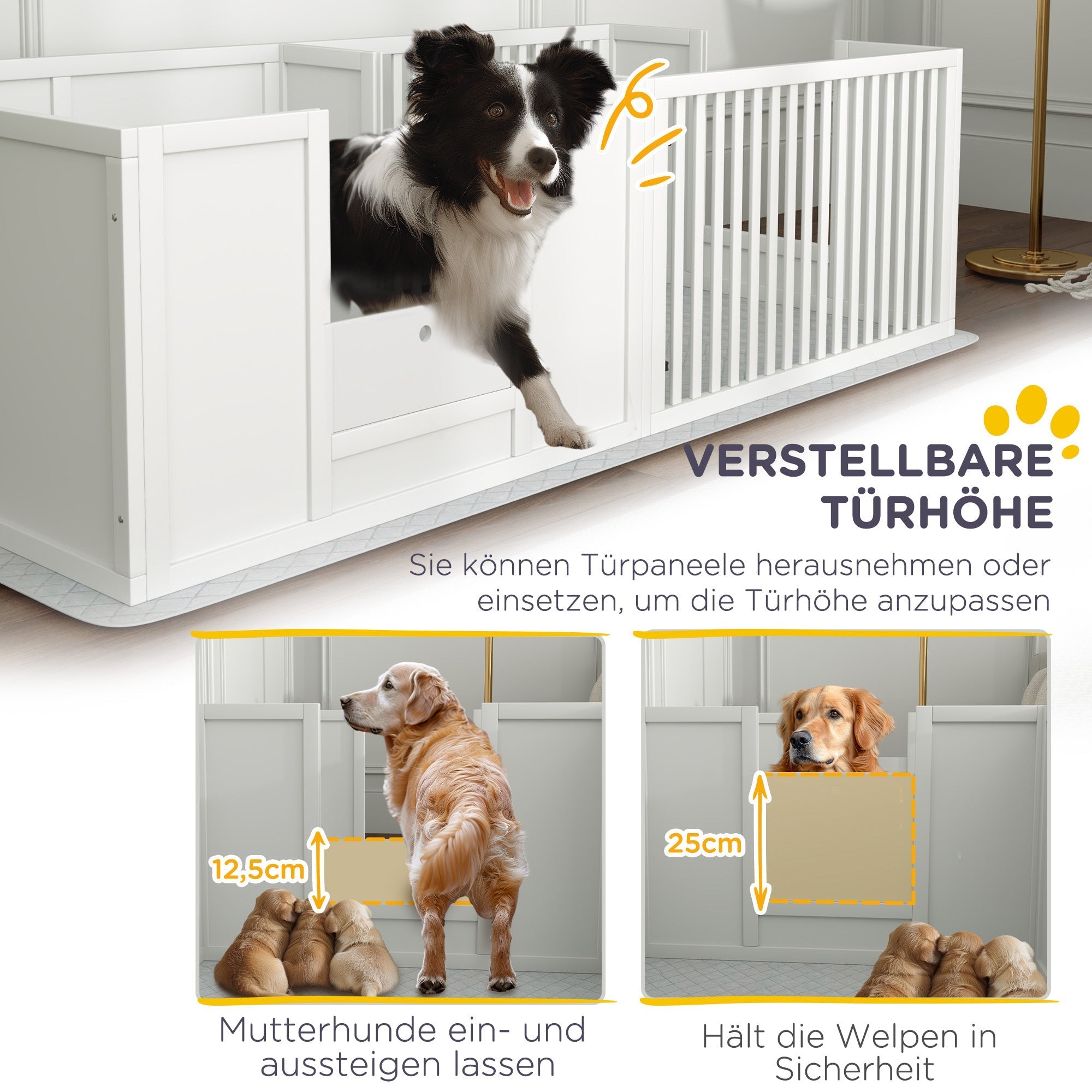 Puppy Whelping Box, Adjustable Door, Waterproof, Plastic