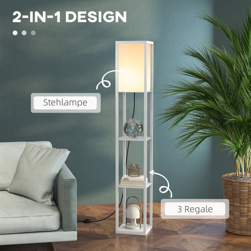 Floor Lamp, Shelves, 26 x 26 x 160 cm, Wood