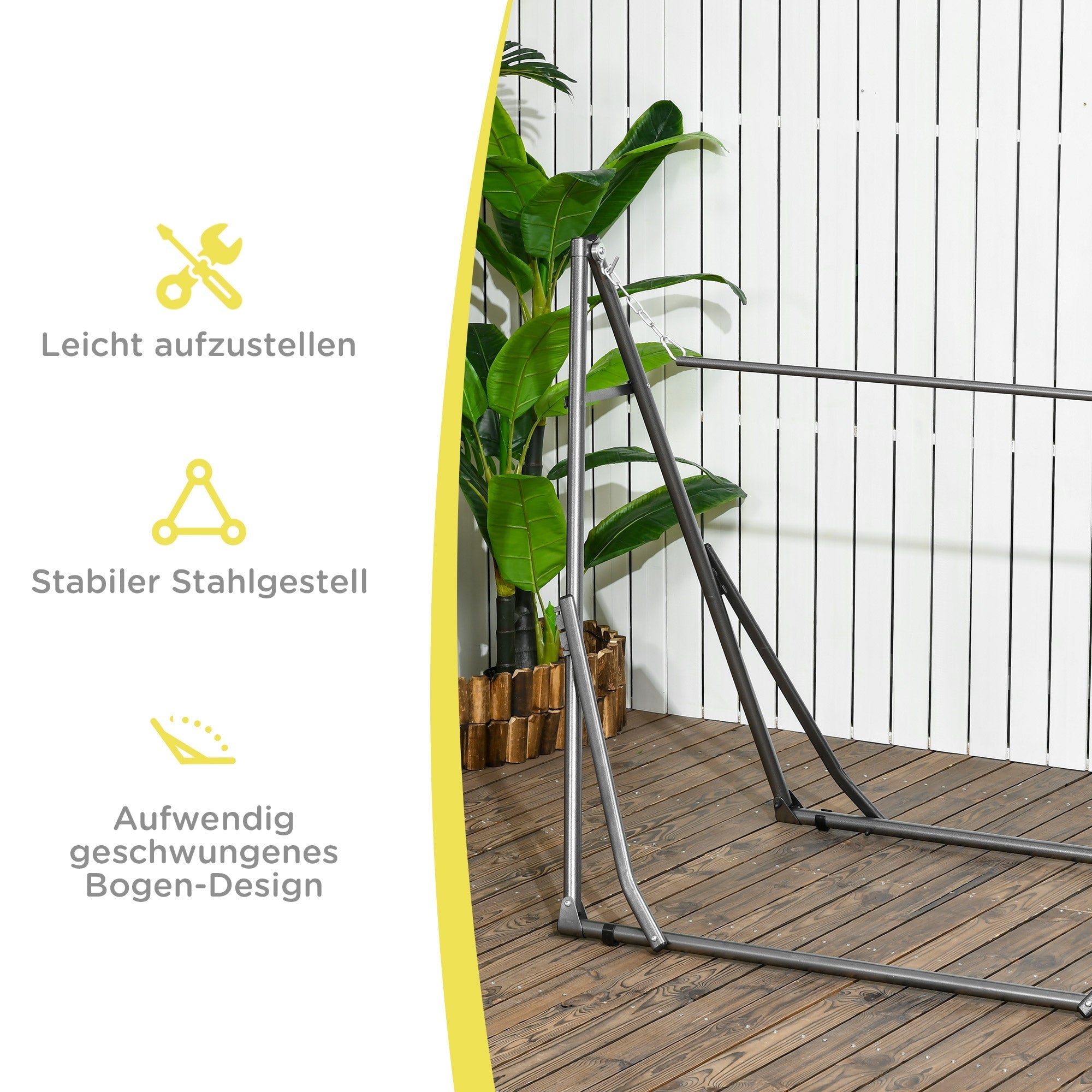 Foldable 2-in-1 Hammock Stand & Clothes Rack, 120kg Load Capacity, 290x92x88cm, for Garden & Patio