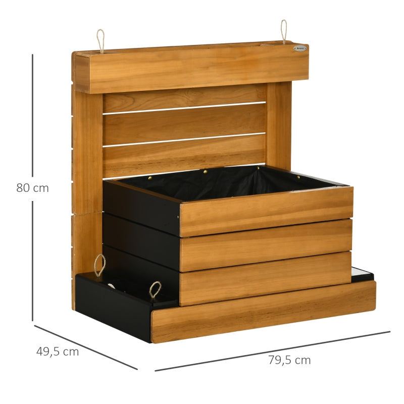 Raised Bed with 4 Planters, Self-Watering, Wood, Brown