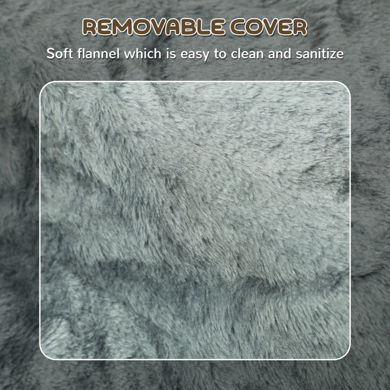 Three-Step Dog Stairs, Washable Plush Cover, High Bed Sofa - Light Grey