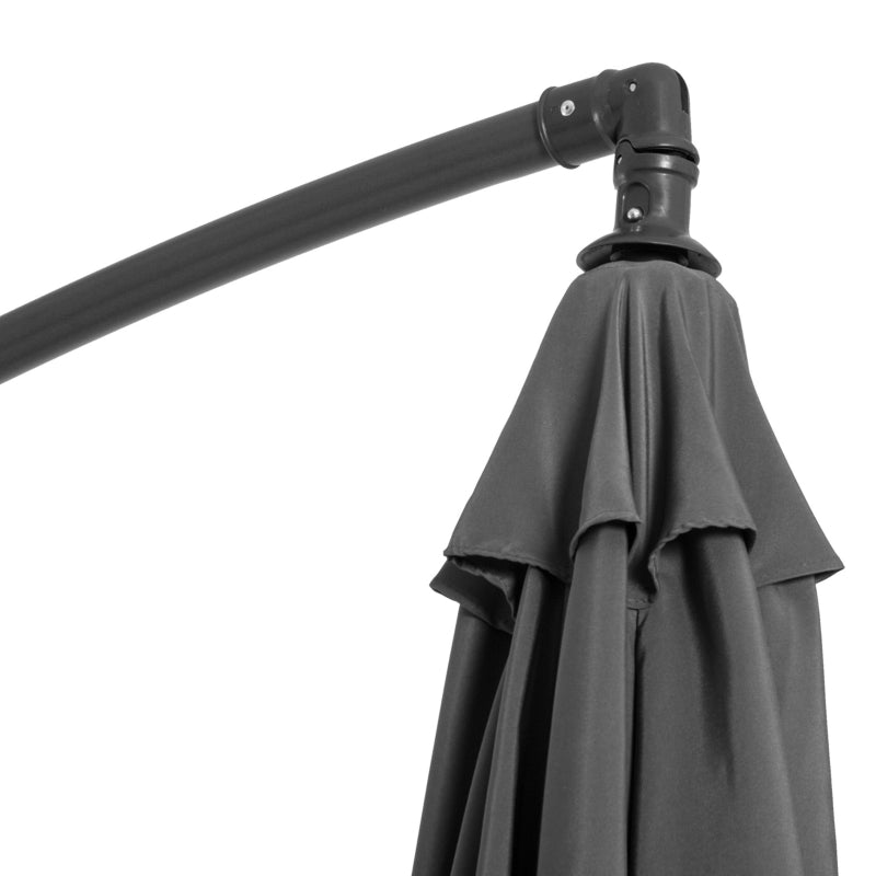 Parasol Crank Umbrella, Steel Frame Polyester Fabric, Gray