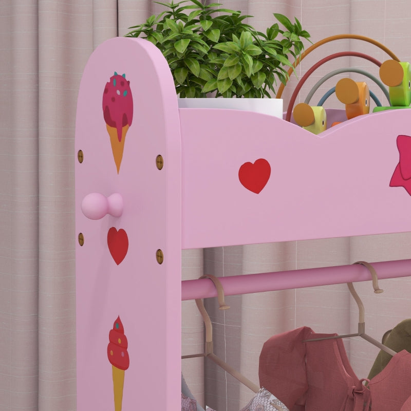 Kids Clothes Rail, Two Shelves for 3-8 Years, Pink
