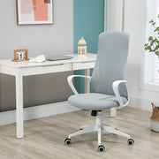 High Back Office Chair, Adjustable Height Swivel Armrests, Fabric Light Grey
