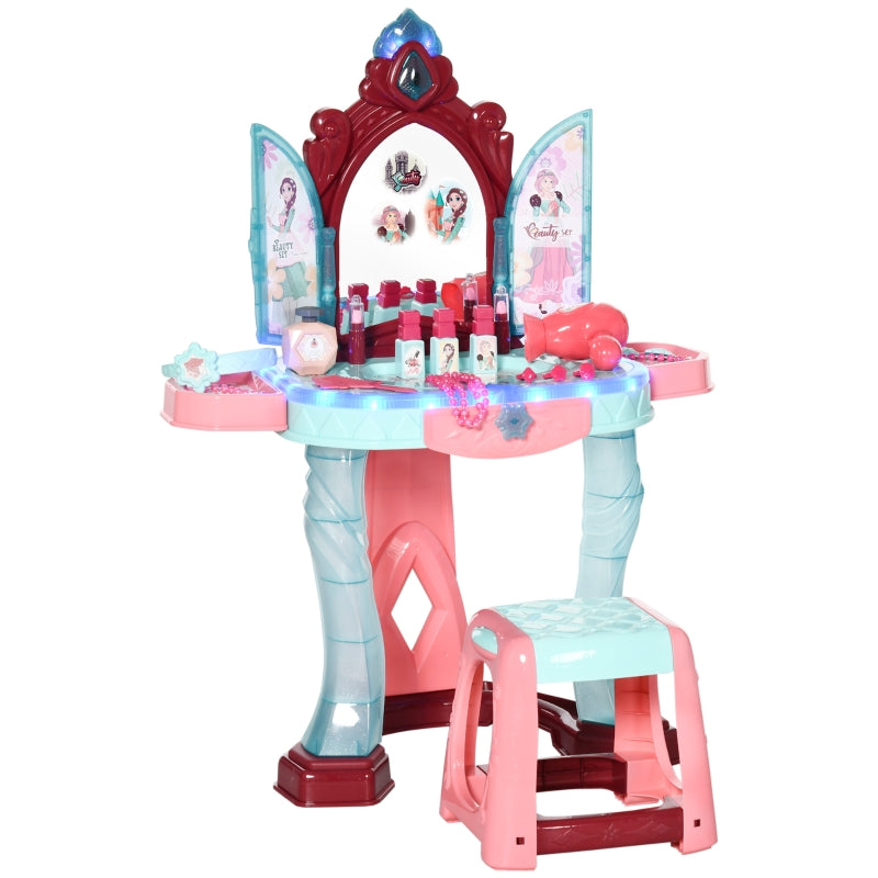 Kids Dressing Playset, 31 Piece Magical Princess Mirror Light and Sound - Pink and Blue