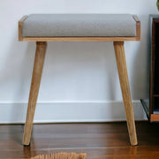 Solid Wood Footstool Upholstered Nordic Legs Grey/Brown