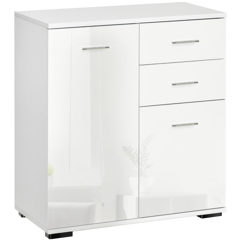 Modern Sideboard Cabinet High Gloss Storage Chest of Drawers, White