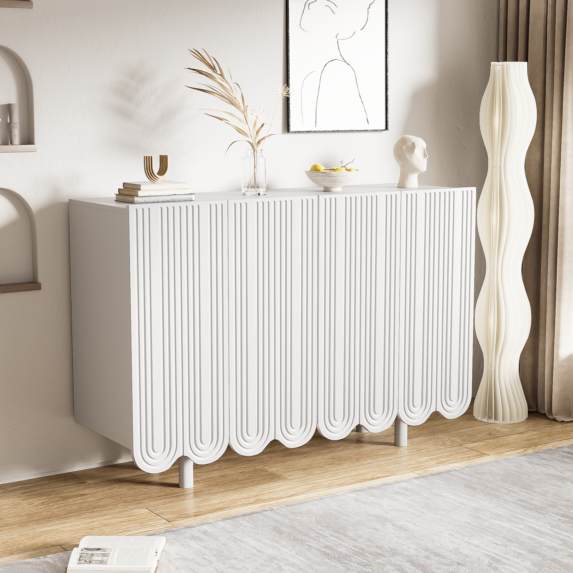 Sideboard with Teardrop Molded Doors and Buffer Hinges