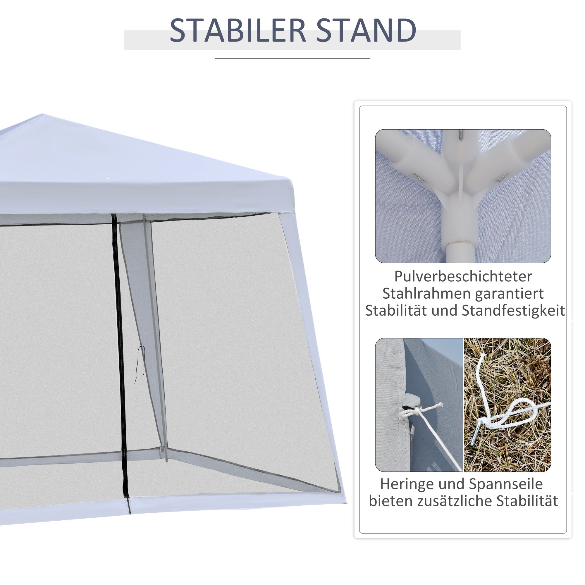 Garden Pavilion 3x3 m Weatherproof Party Tent with Mosquito Net, Metal/Polyester Grey