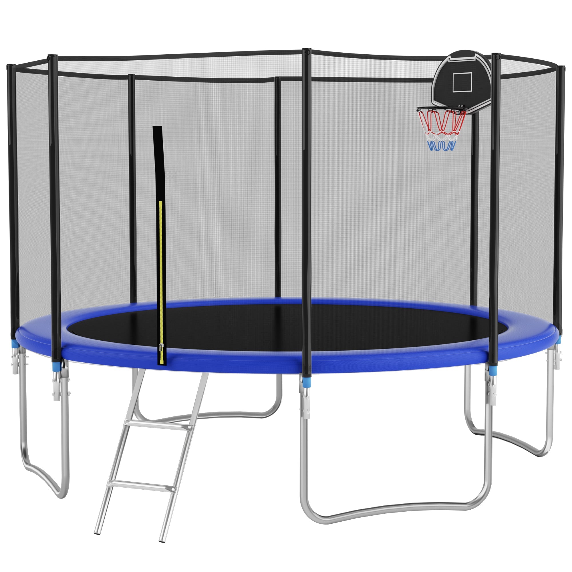 Outdoor Trampoline 305 cm with Reinforced Leg Crossbars and One-Piece Construction, Durable Steel