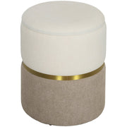 Storage Stool with Lid, Metal Ring, Two-Tone Design, Cream White