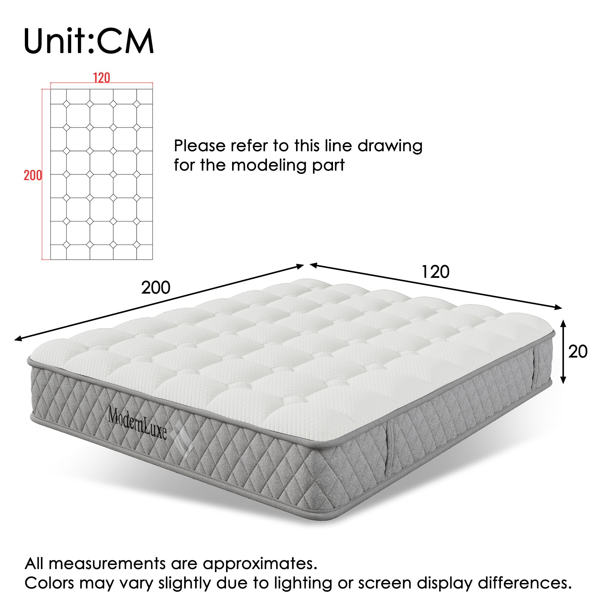 Orthopedic cold foam mattress 120x200 cm 7-zone pocket spring core H3 medium firm OEKO-TEX certified 20 cm height 4 handles vacuum packed