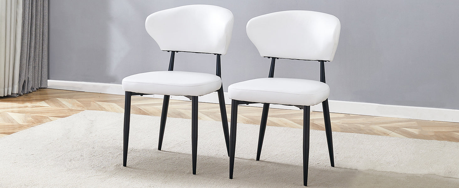 Dining Chair Minimalist Ergonomic Curved Back Set of 2 - White