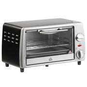 Electric Oven 10L Adjustable Temperature and Timer, 750W, Silver Black