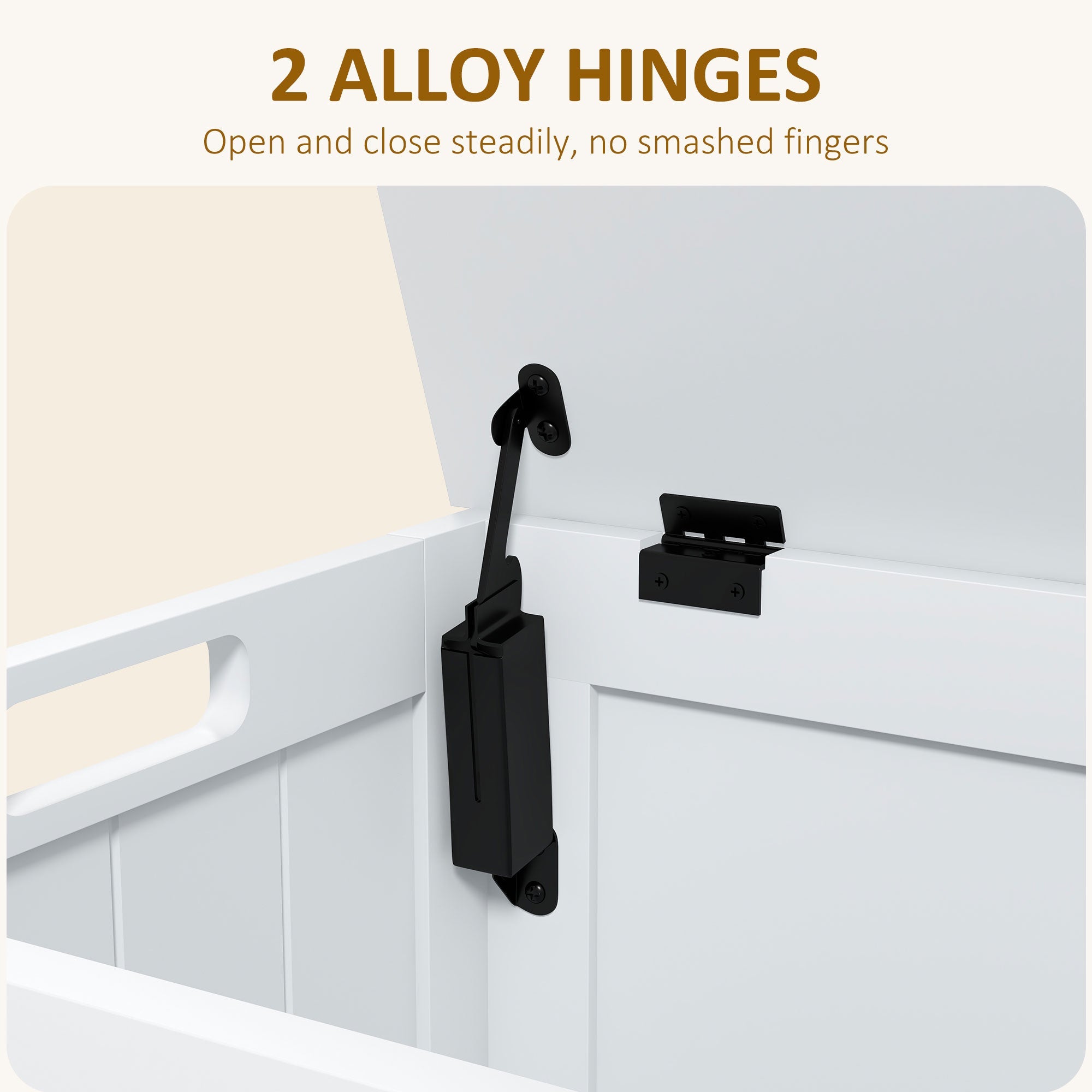 Storage Chest, Modern Storage Trunk with Safety Hinges, White