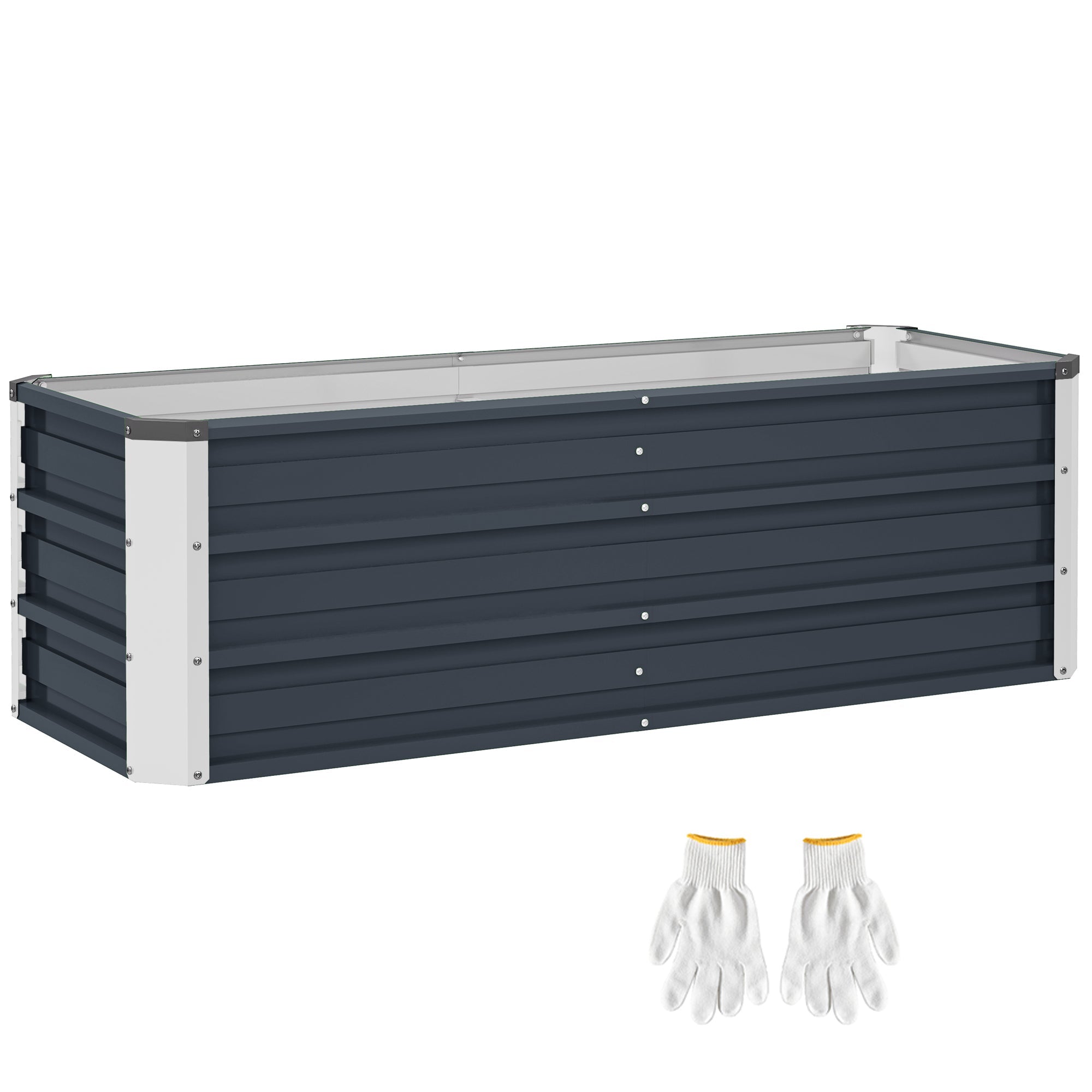 Steel Raised Garden Bed/Planter 125x47x40cm, Charcoal Grey