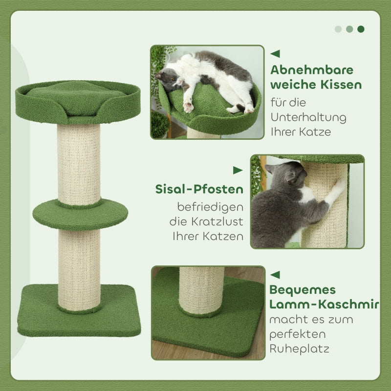 Cat Tree 91cm Play Tree with Bed, Lambswool Green