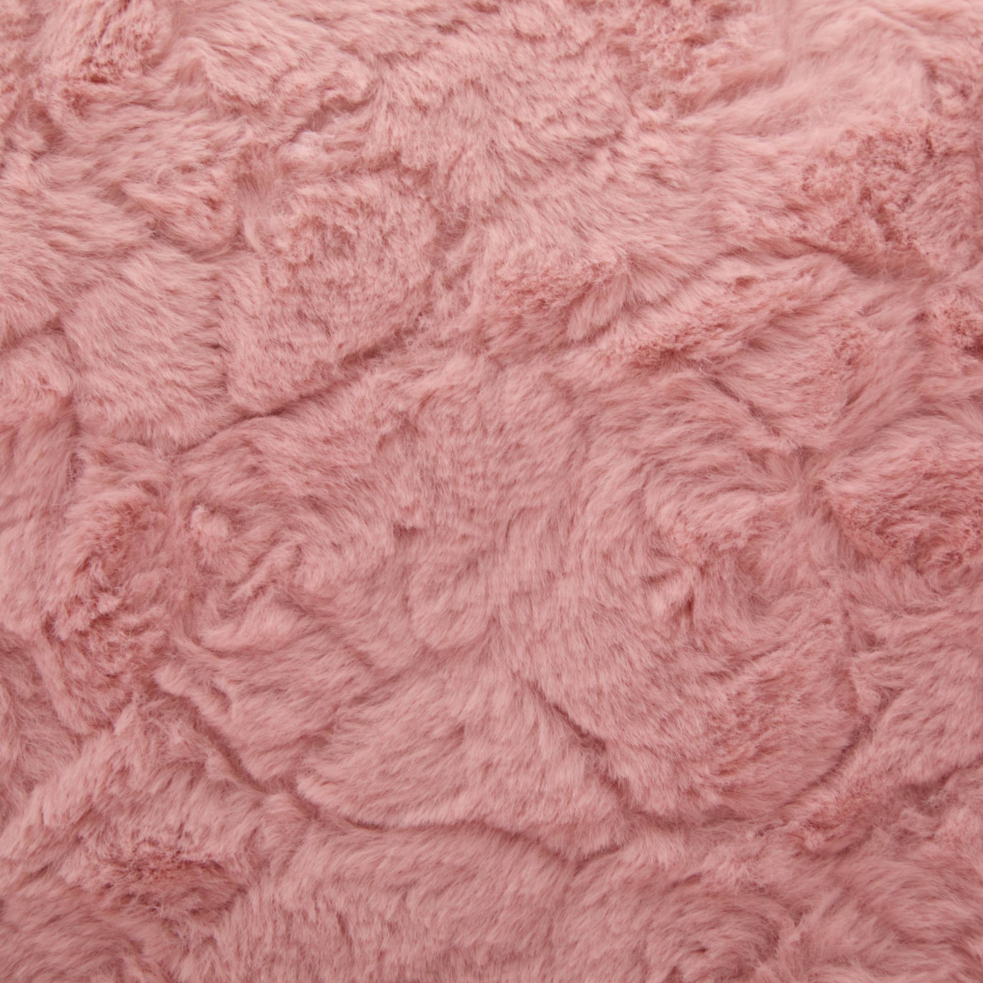 Wider Seat Office Chair with Swivel Adjustable Metal Base, Pink Artificial Rabbit Hair