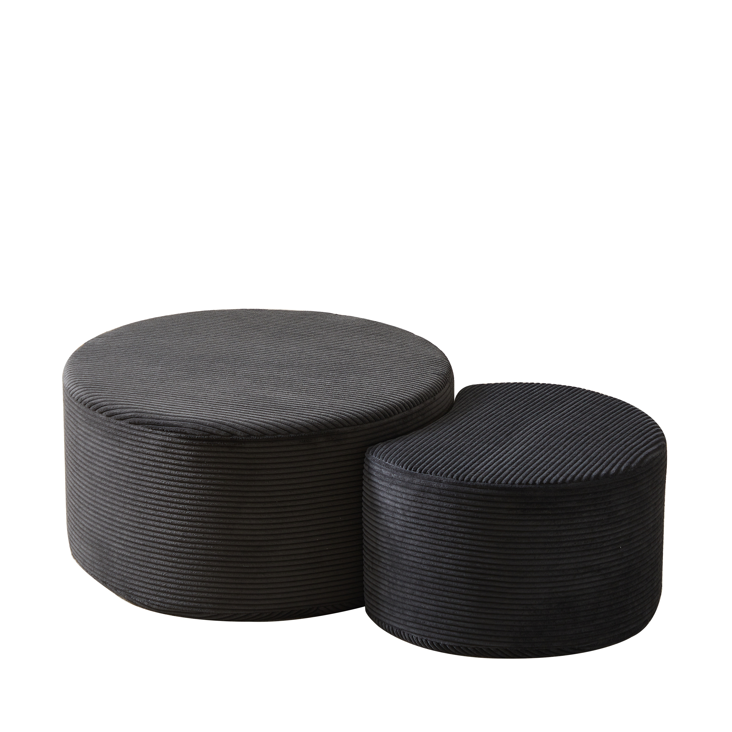 Coffee Table Set, 2-Piece Upholstered Round Foam