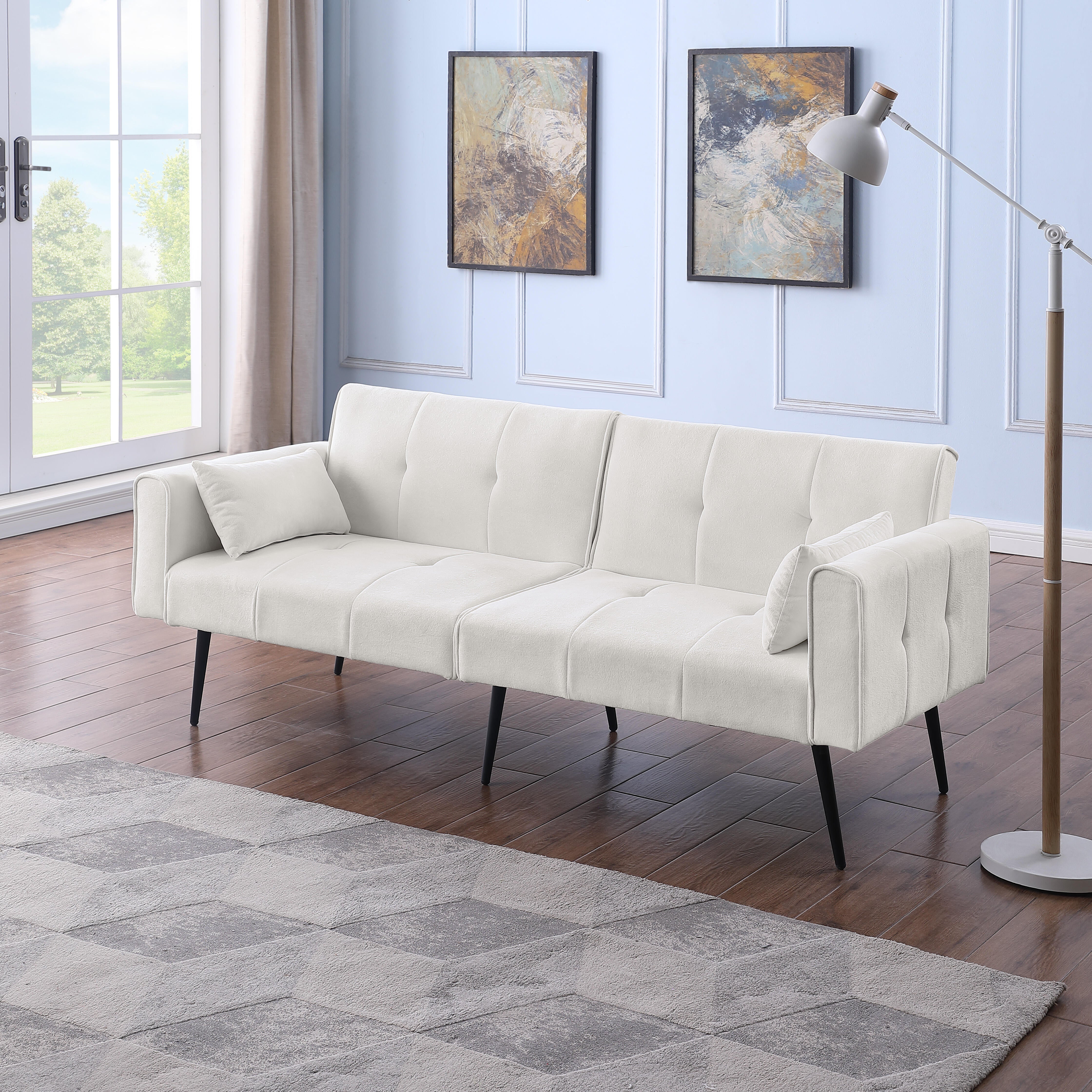 Futon Sofa Bed, Modern 68" Convertible Sleeper Couch, Small Spaces