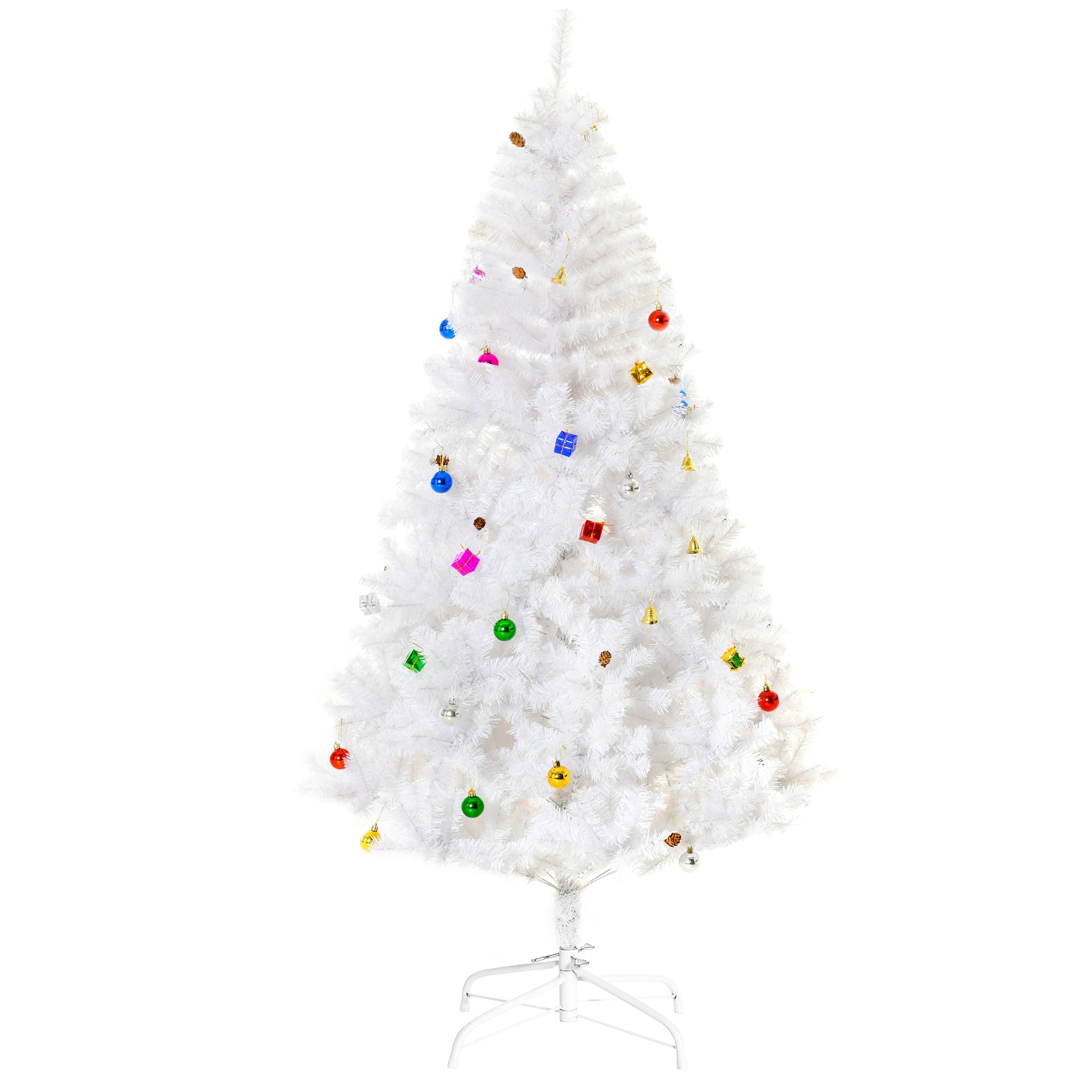 Christmas Tree, Artificial, 180cm, with Stand and Decoration, White