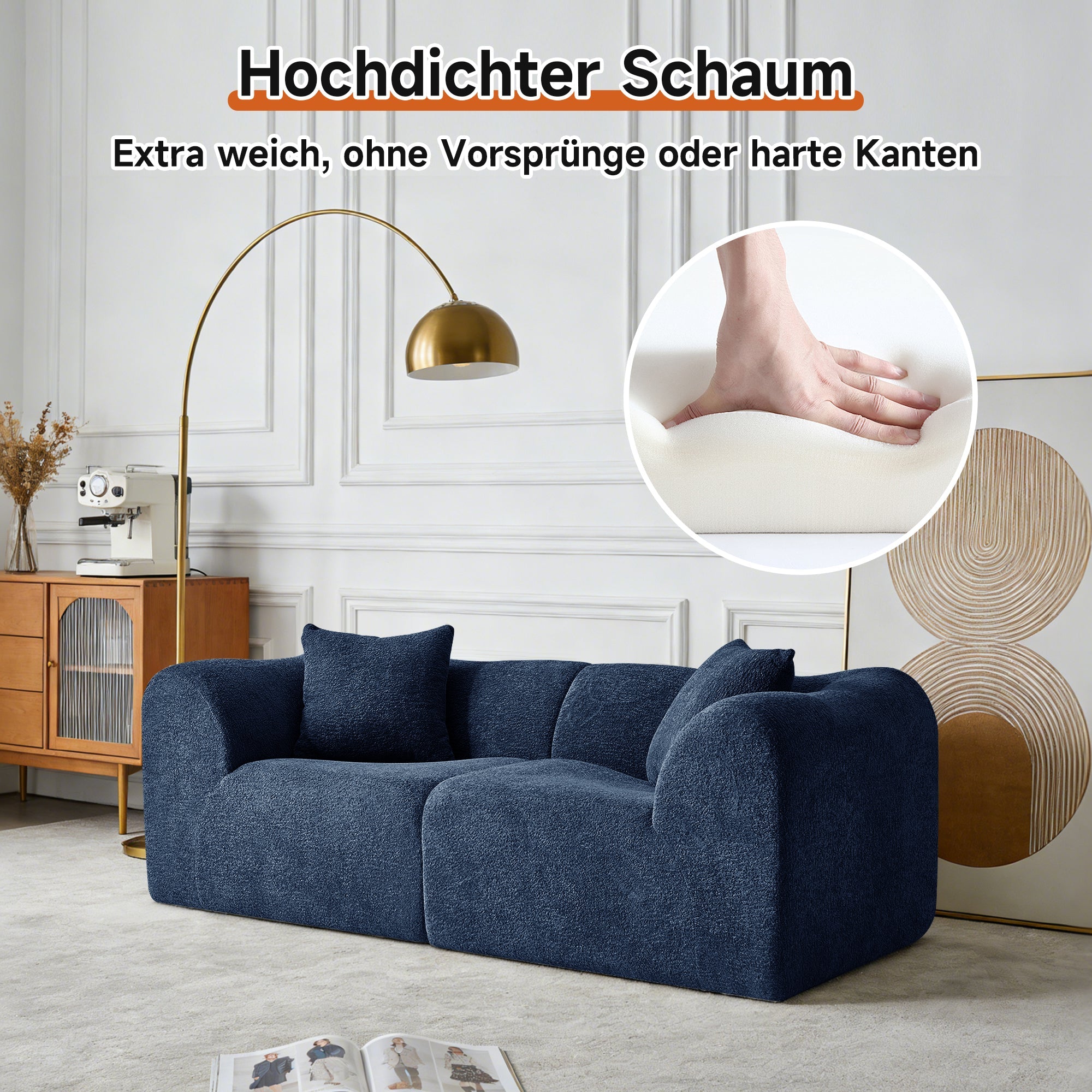 Modern 2-Seater Loveseat Space-Saving Cushions - Velvet