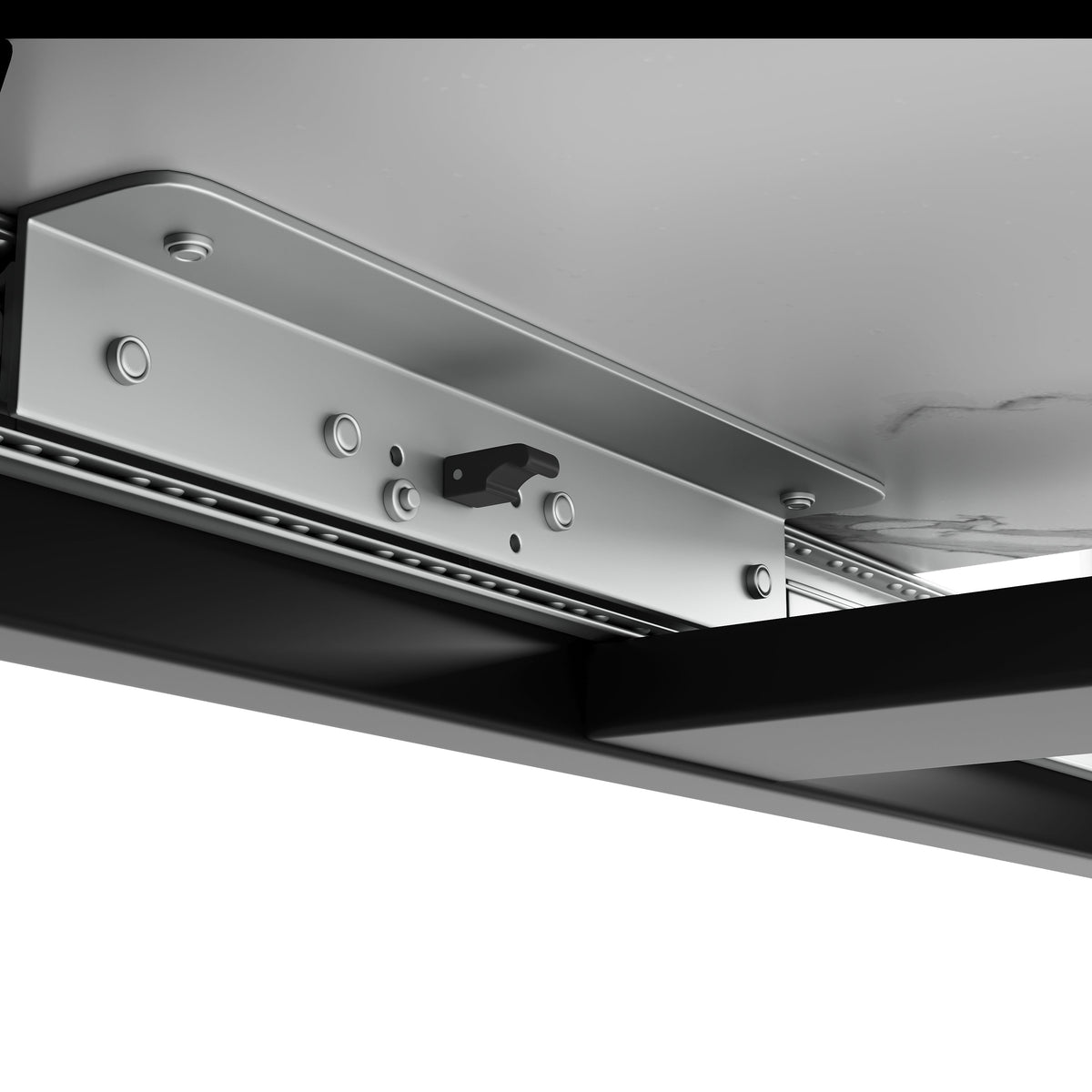 Extendable Dining Table 140-179.5cm Rectangular Metal Frame - White/Black