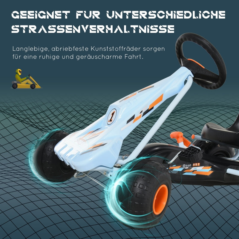 Pedal Go-Kart, adjustable seat, 97x66x59cm, steel, light blue