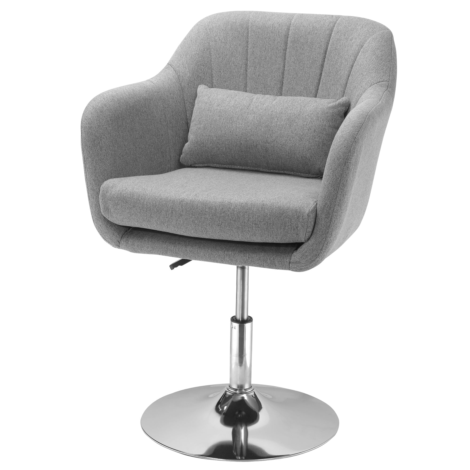 Swivel chair height adjustable accent recliner with back cushion linen grey