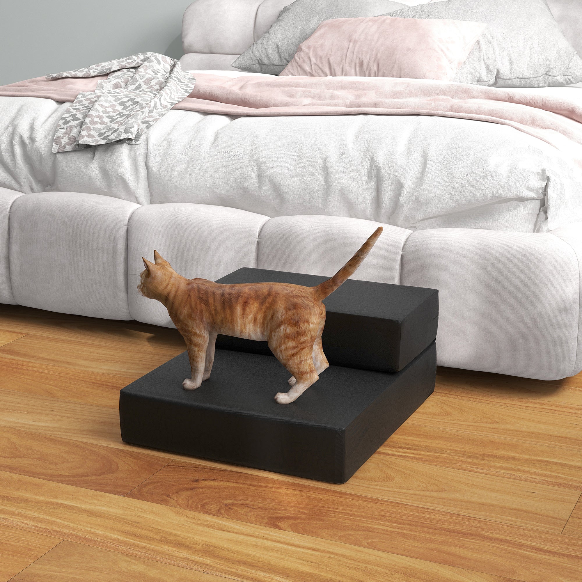Foldable Pet Stairs 2 Steps, Cats and Dogs, Black
