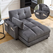Palm Chair, Fluffy Upholstery, Rolling Cushions, Cup Holders, Side Pocket, Gray